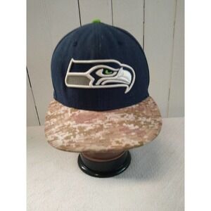𝅺seattle Seahawks Camo Bill New Era Baseball Cap/Hat Great Condition